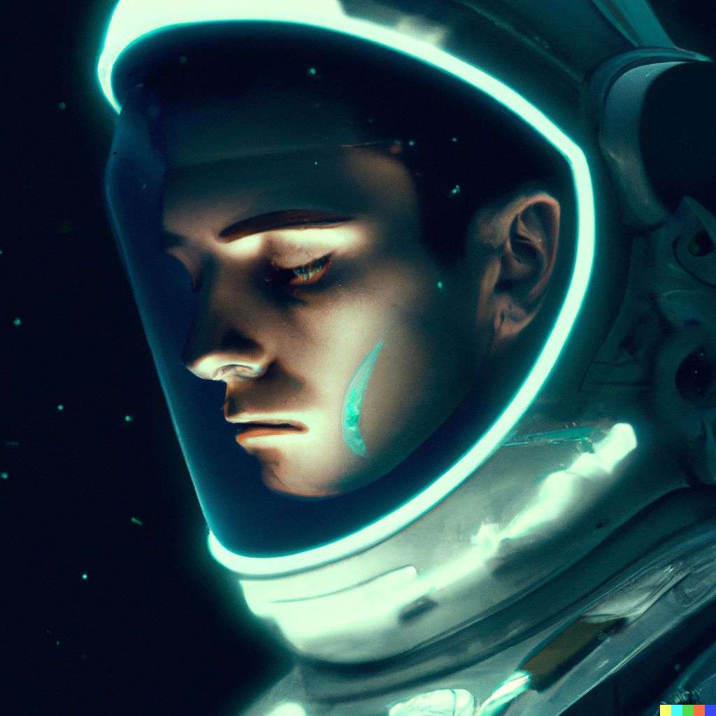 an astronaut, digital art, glowing
